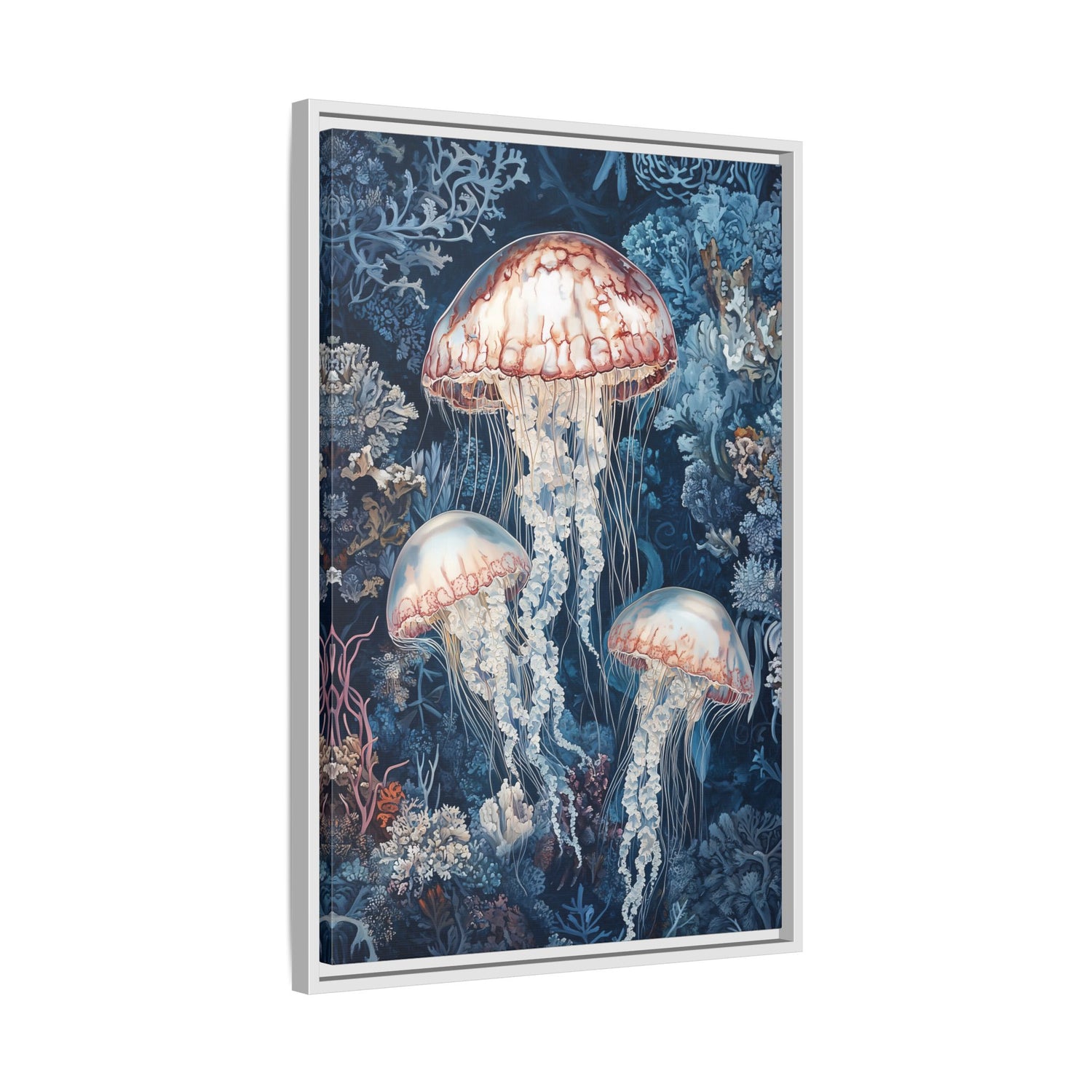 Framed Canvas - Ethereal Ocean Jellyfish