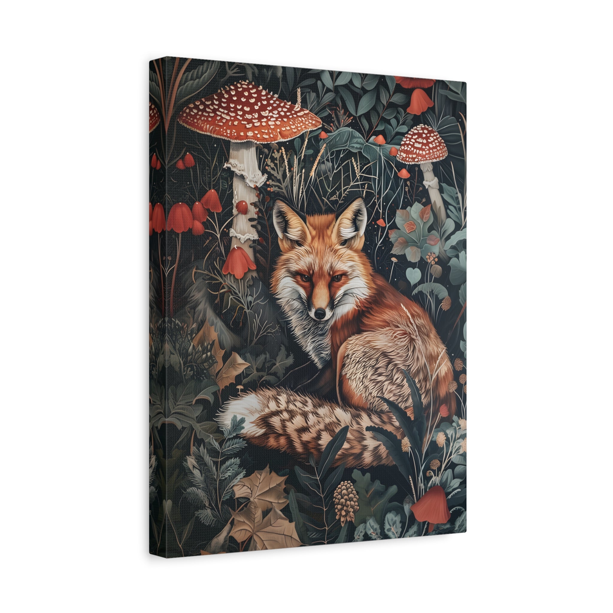 1.25" Matte Canvas - Forest Fox with Mushrooms