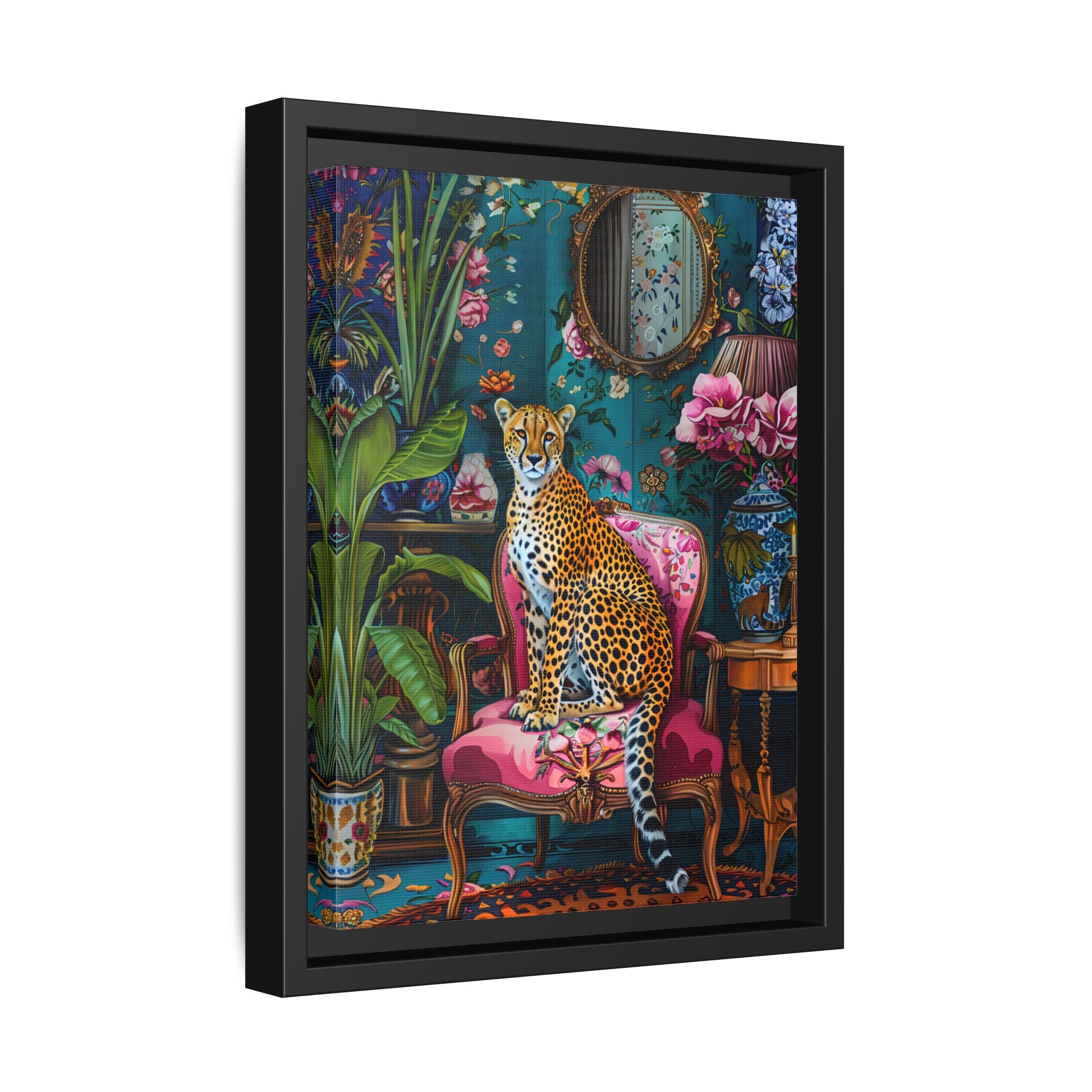 Framed Canvas - Regal Cheetah Reverie