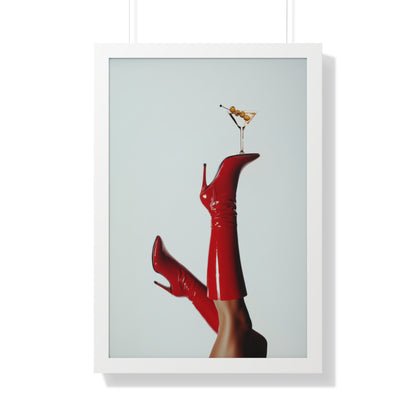 Framed Paper Print - Cocktails &amp; Red Stilettos