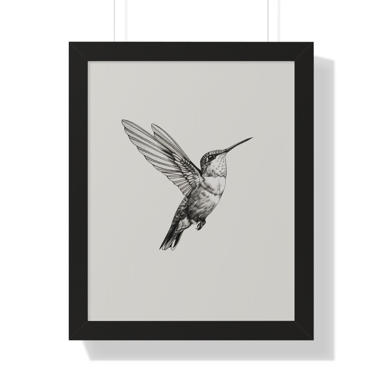 Framed Paper Print - Flying Hummingbird Line Study