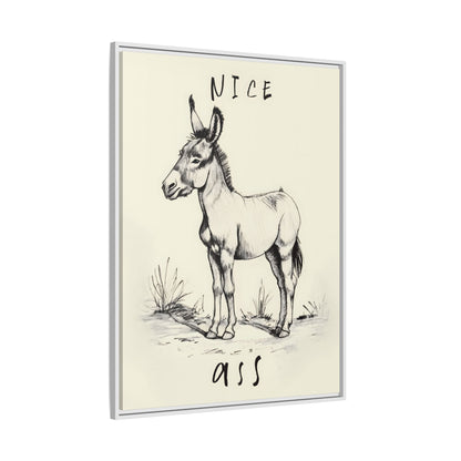 Framed Canvas - Donkey Line Art Humor