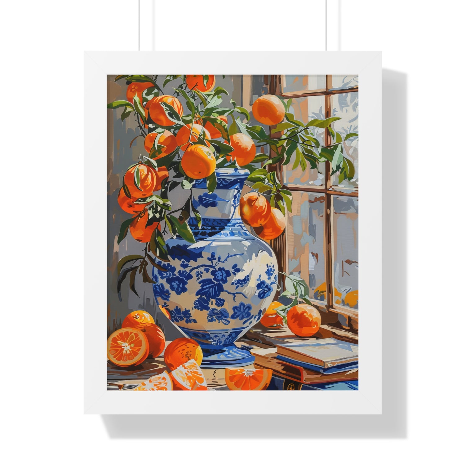 Framed Paper Print - Sunlit Citrus &amp; Porcelain
