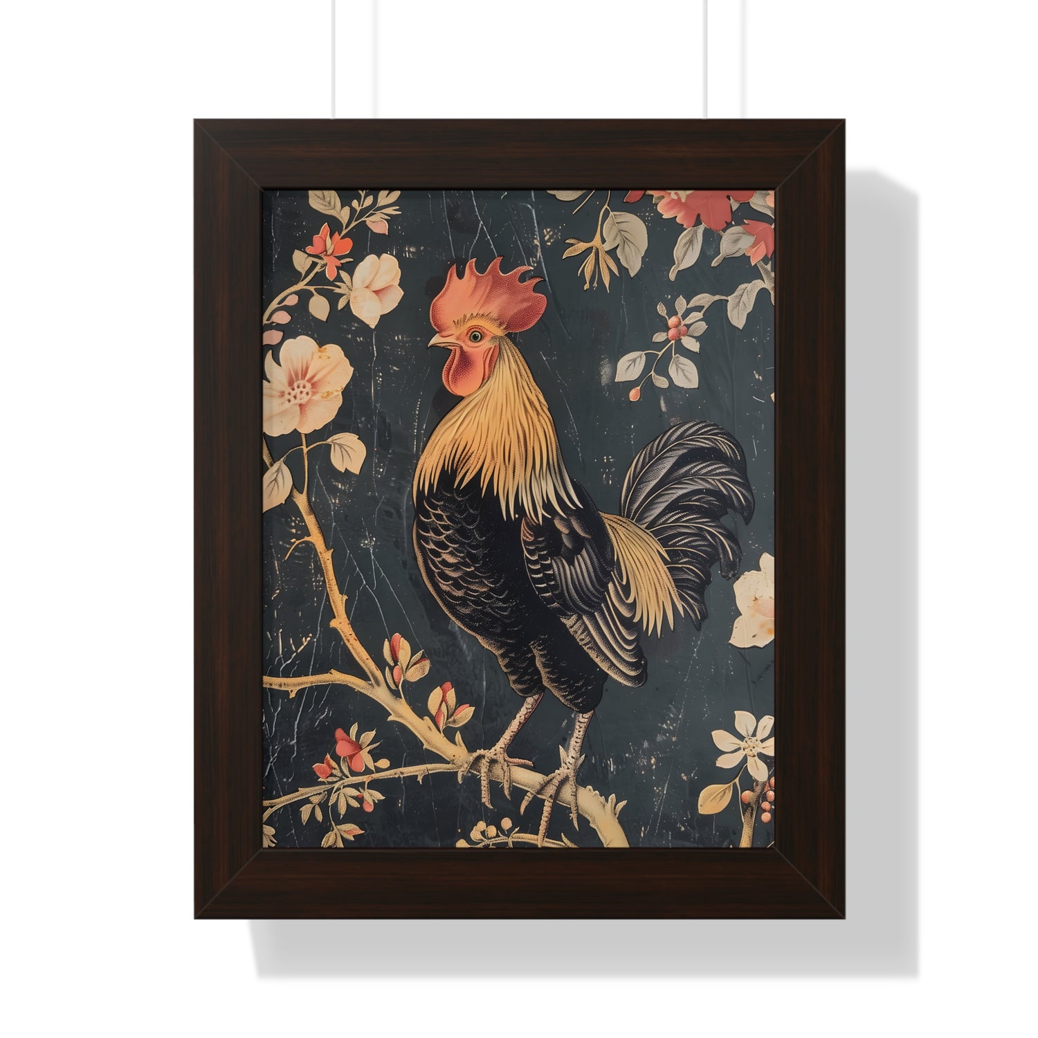 Framed Paper Print - Blooming Rooster Glory