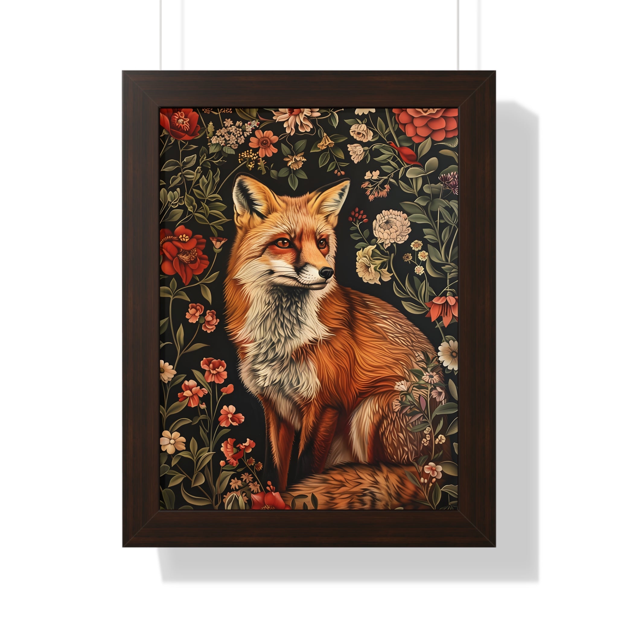 Framed Paper Print - Fox Amongst Floral Whimsy