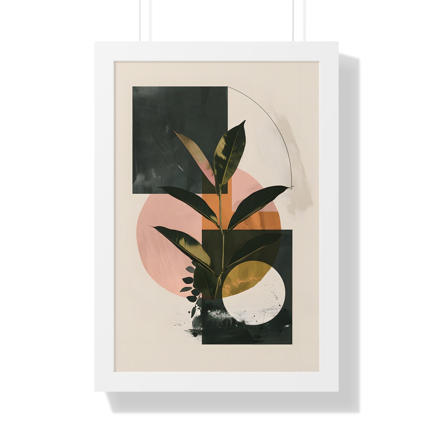 Framed Paper Print - Blush Geometry Leafscape