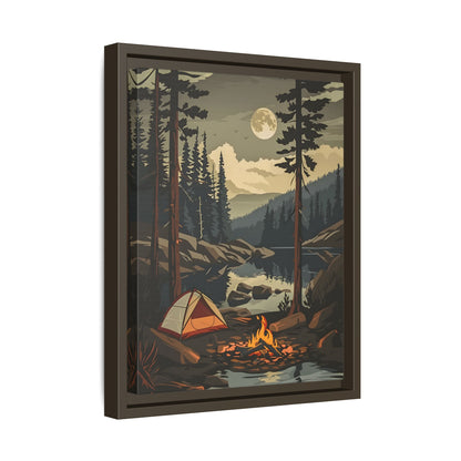 Framed Canvas - Moonlit Campfire Escape