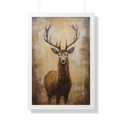 Framed Paper Print - Golden Stag Majesty