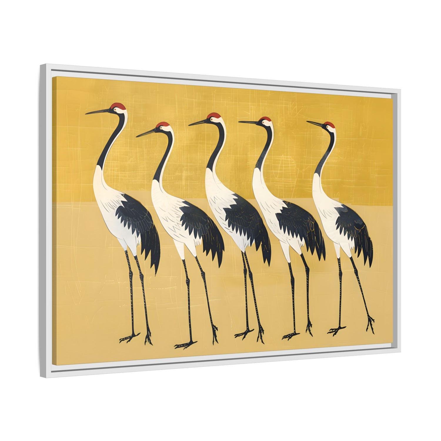 Framed Canvas - Golden Parade of Cranes