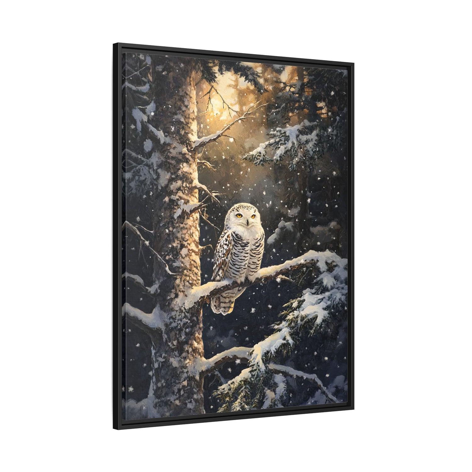 Framed Canvas - Silent Gaze Snow Owl