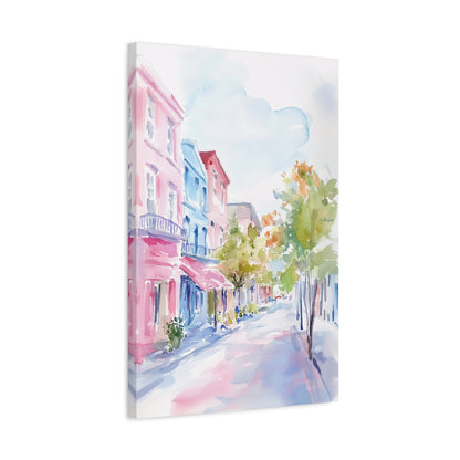 1.25" Matte Canvas - Pastel Charleston Street Scene
