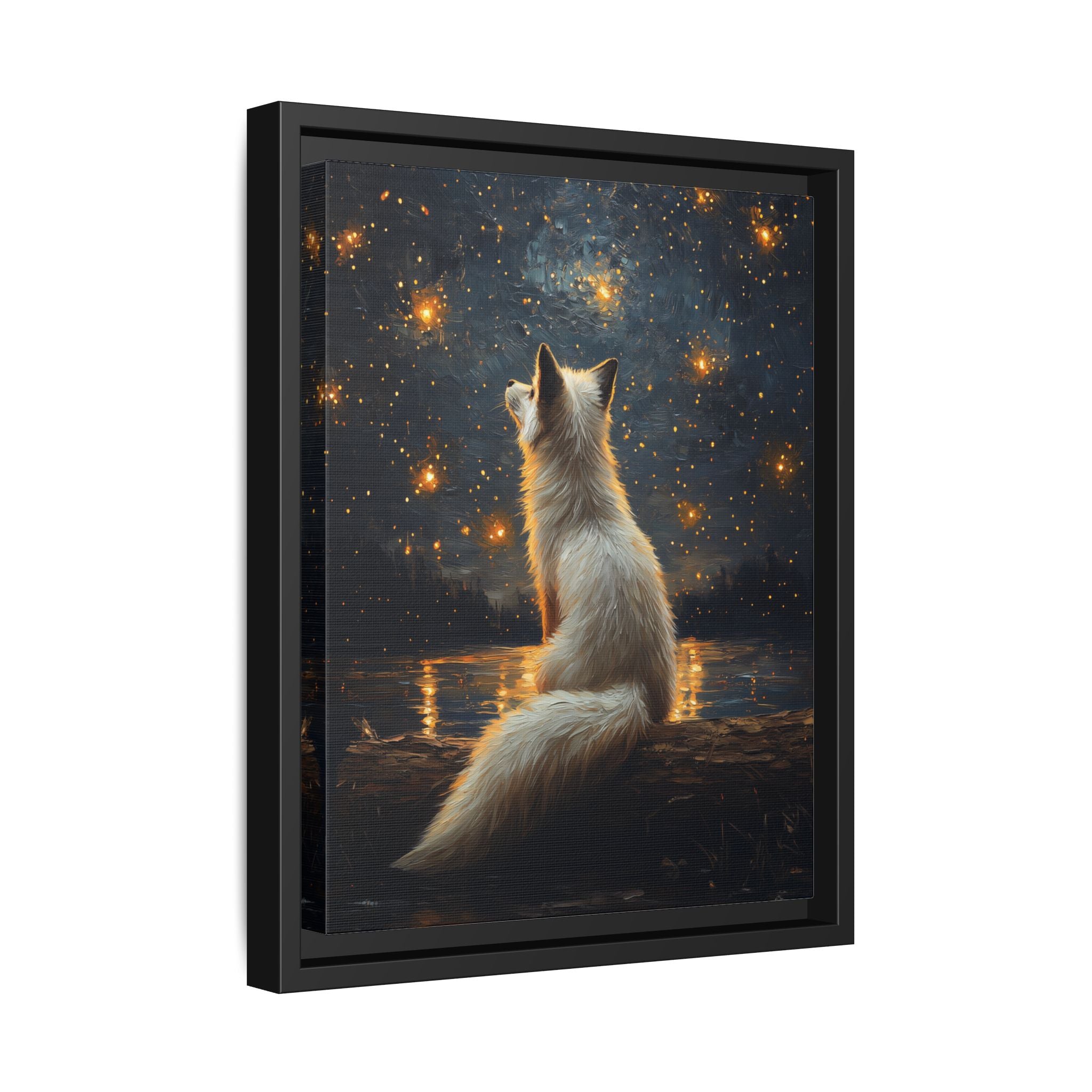 Framed Canvas - Stargazing Fox Reverie