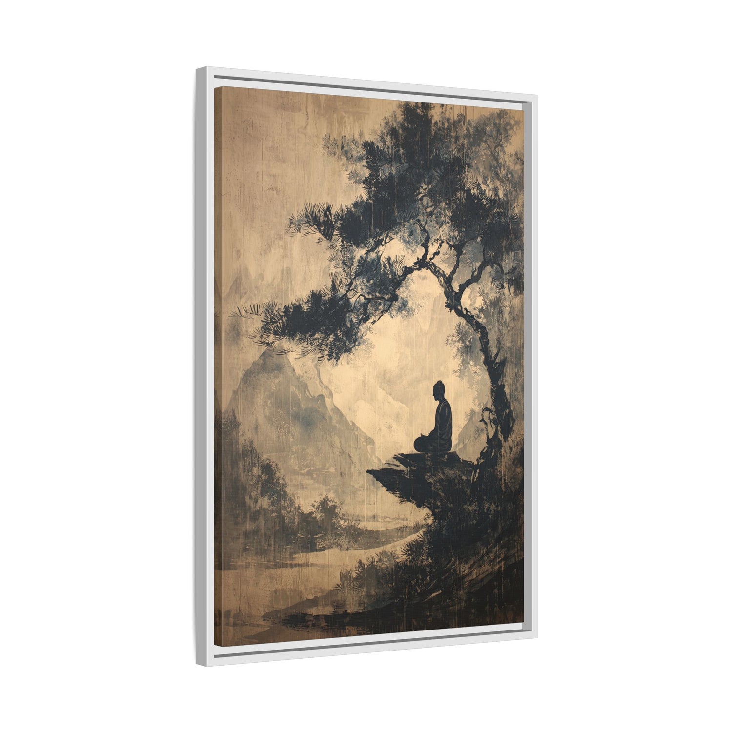 Framed Canvas - Mountain Tree Zen Silence