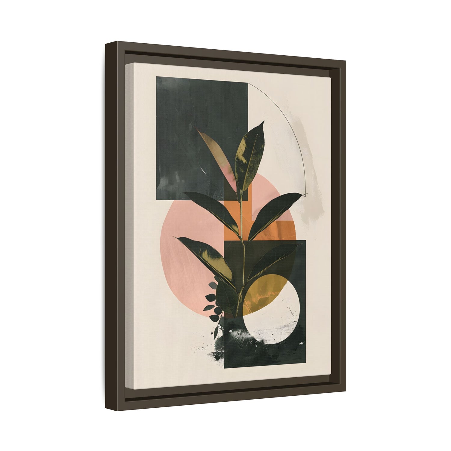 Framed Canvas - Blush Geometry Leafscape