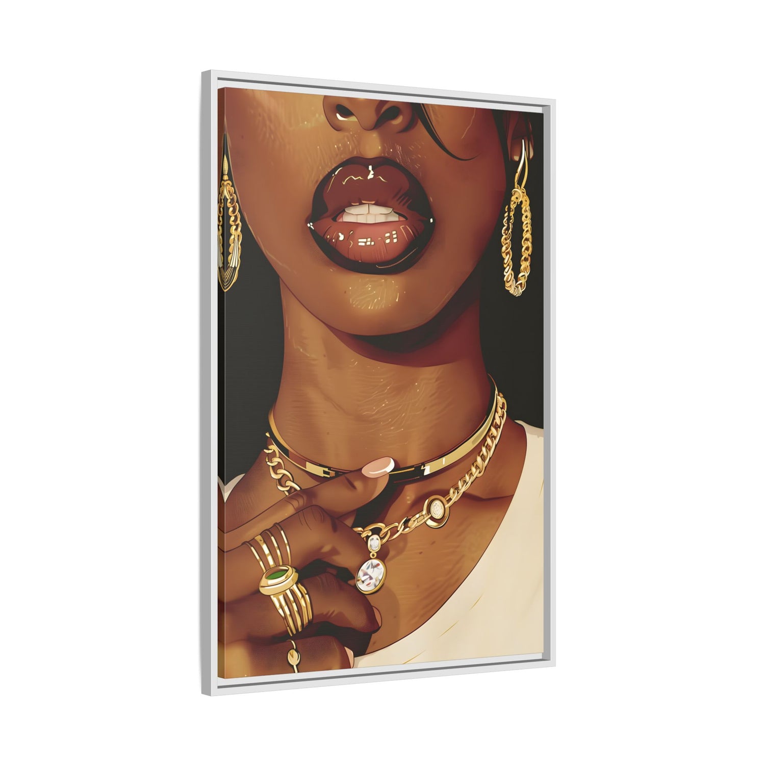 Framed Canvas - Golden Luxe Confidence Portrait