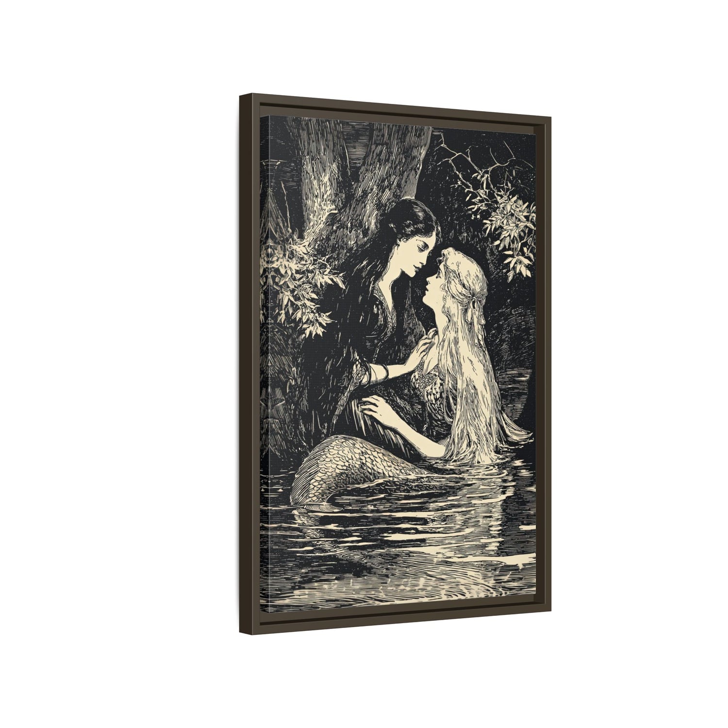 Framed Canvas - Mermaid Fairy Midnight Kiss