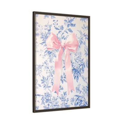 Framed Canvas - Pink Bow Floralscape