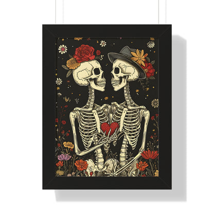 Framed Paper Print - Eternal Love Skeletons