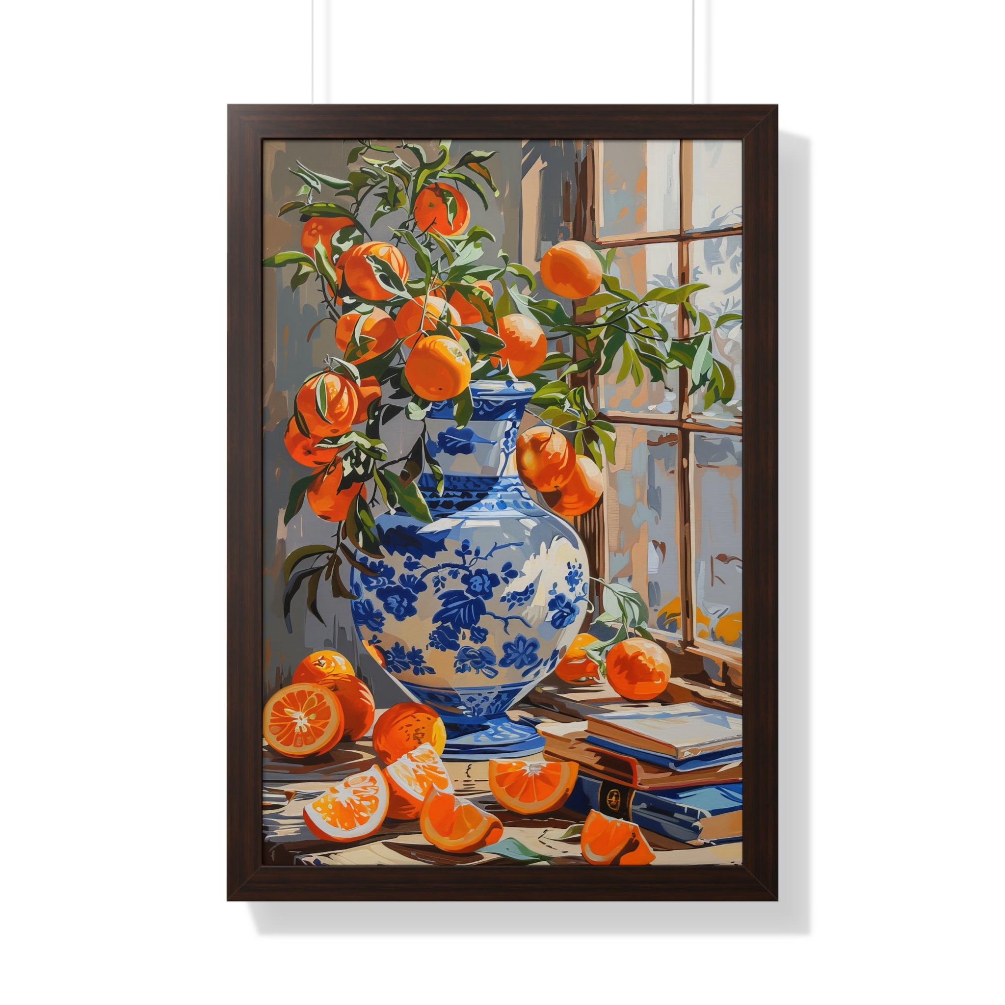 Framed Paper Print - Sunlit Citrus &amp; Porcelain