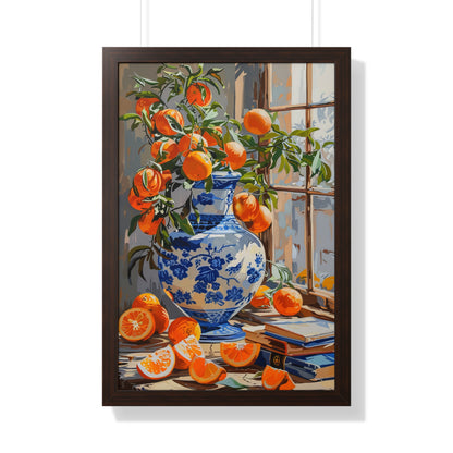 Framed Paper Print - Sunlit Citrus &amp; Porcelain