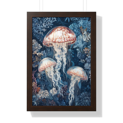 Framed Paper Print - Ethereal Ocean Jellyfish