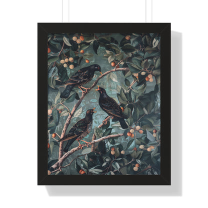 Framed Paper Print - Starlings in Orchard