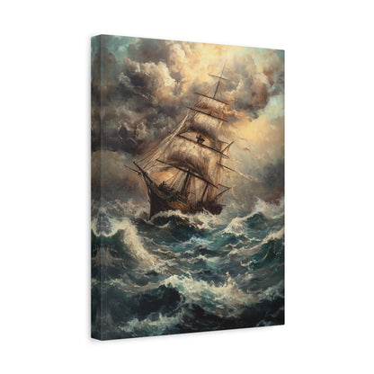 1.25" Matte Canvas - Stormy Voyage Sailing Ship