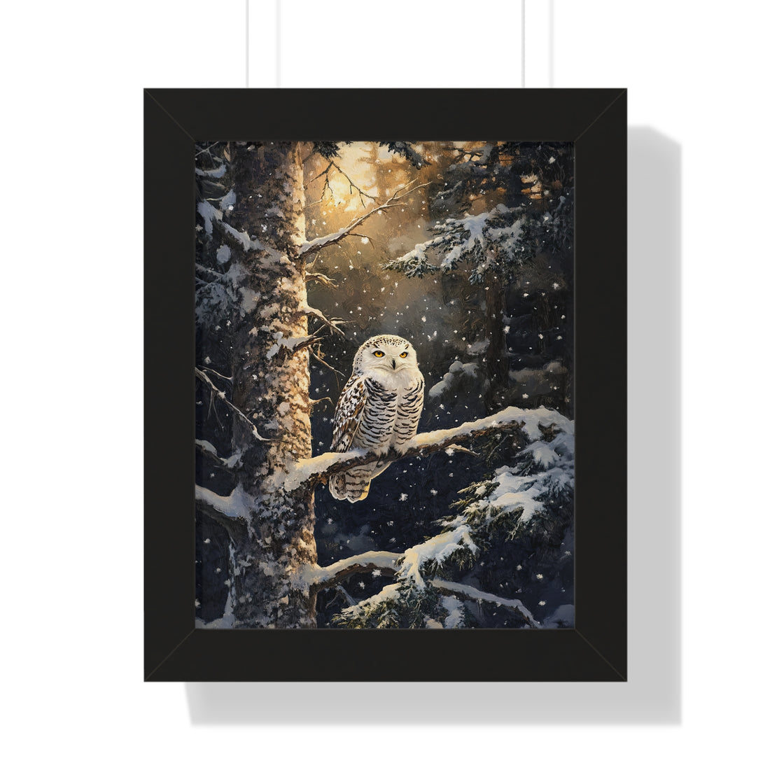 Framed Paper Print - Silent Gaze Snow Owl