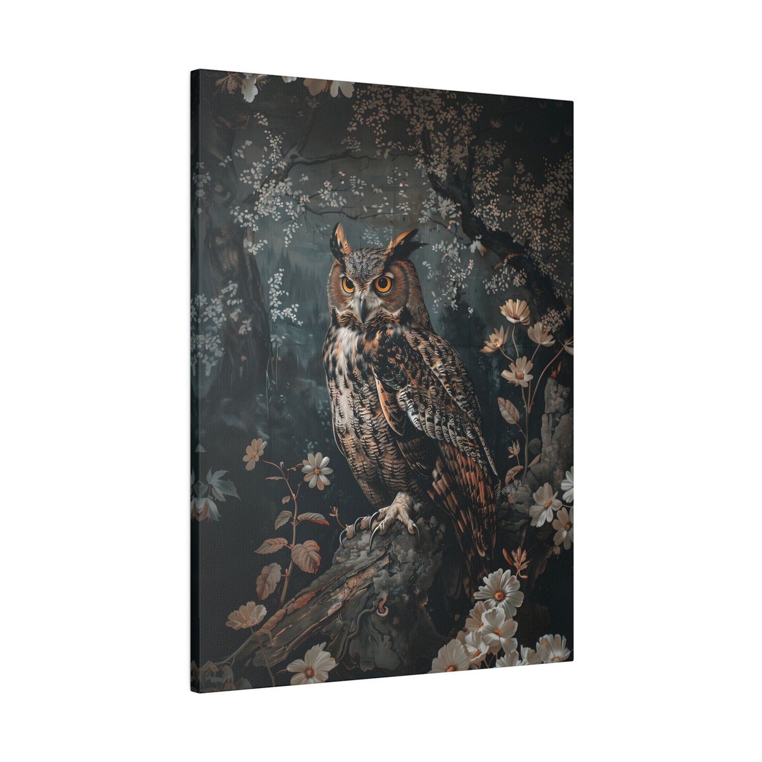 .75" Matte Canvas - Midnight Watchful Owl