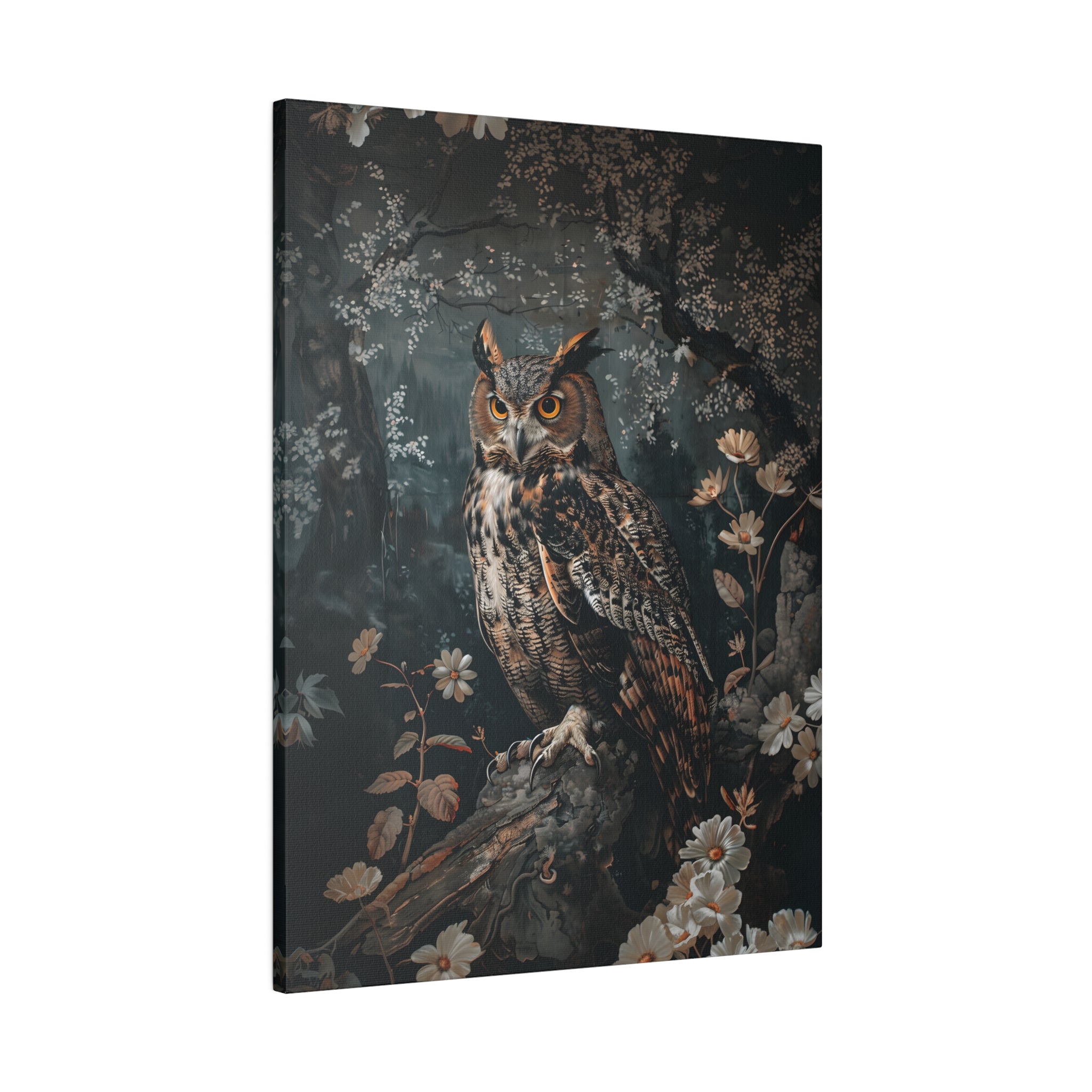 .75" Matte Canvas - Midnight Watchful Owl