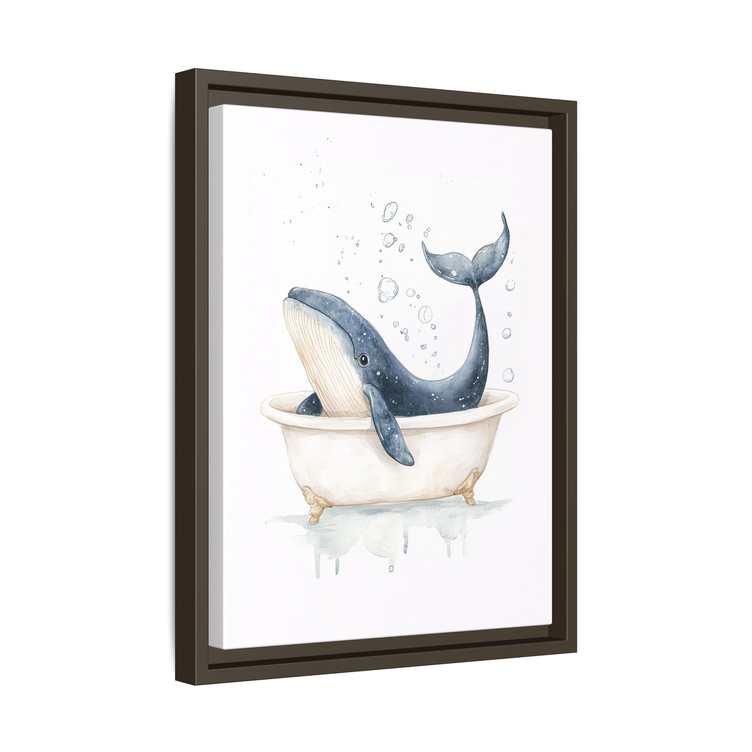 Framed Canvas - Whale Tub Bubble Splash