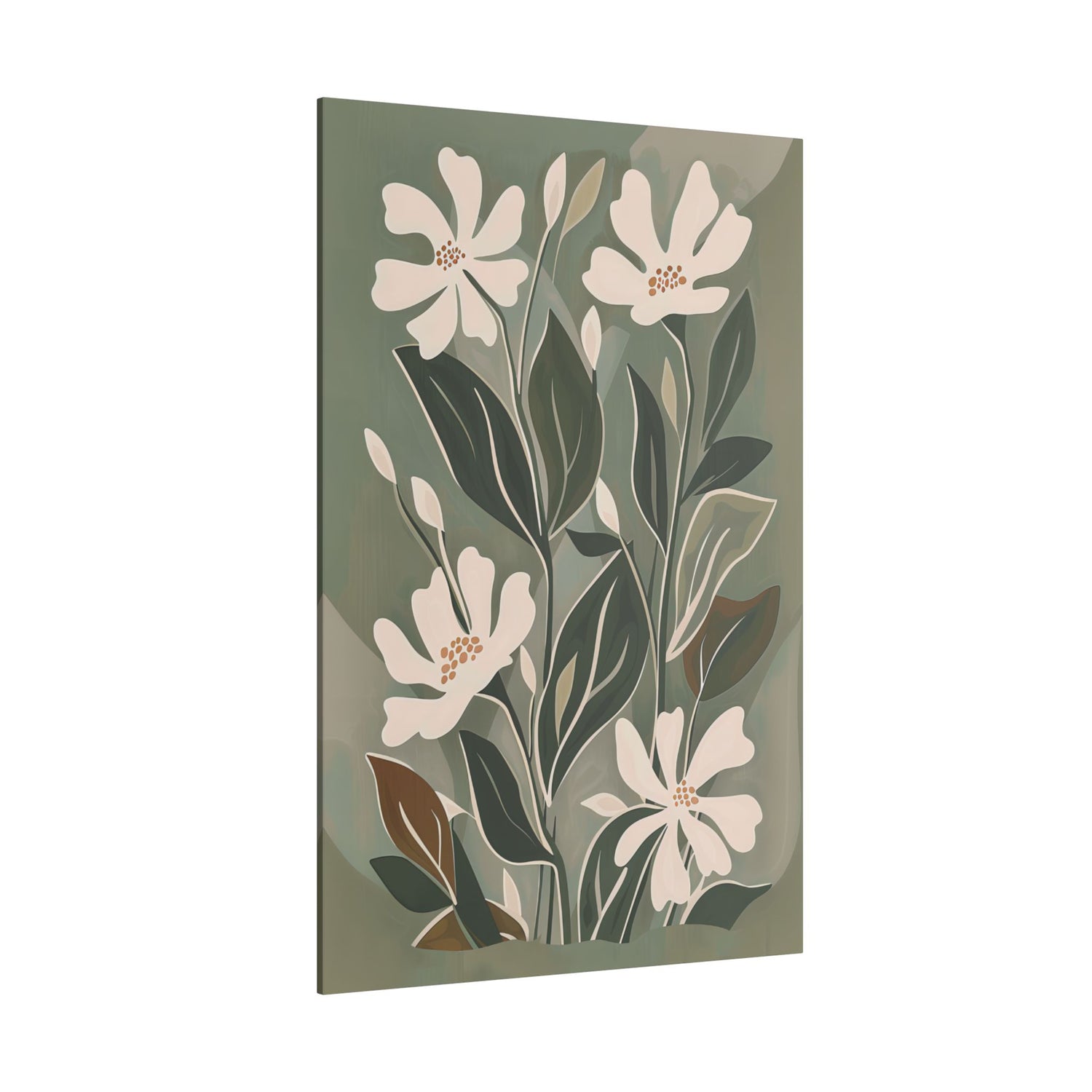 .75&quot; Matte Canvas - Cream Blooms on Sage Leaves