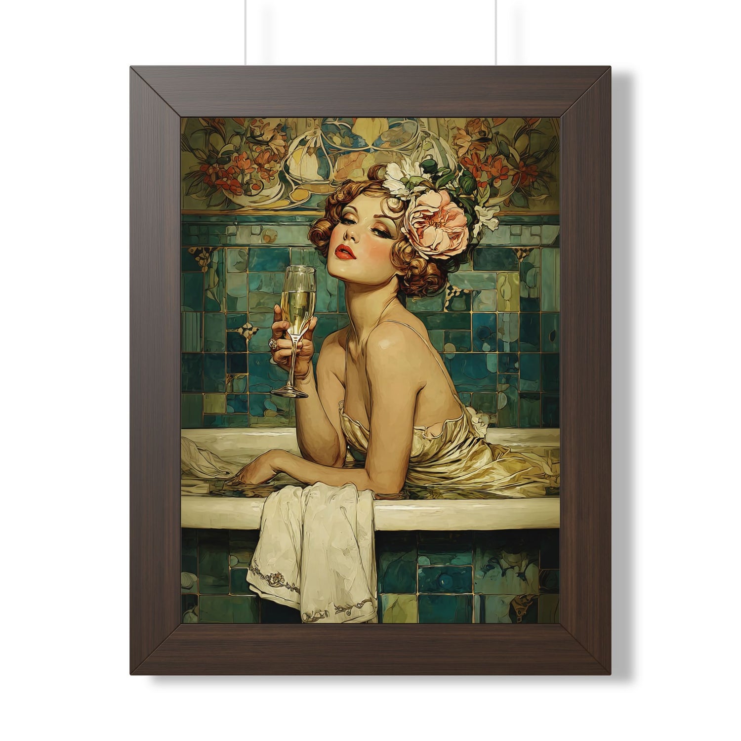 Framed Paper Print - Champagne Bathtub Coquette