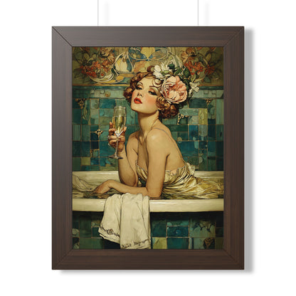 Framed Paper Print - Champagne Bathtub Coquette