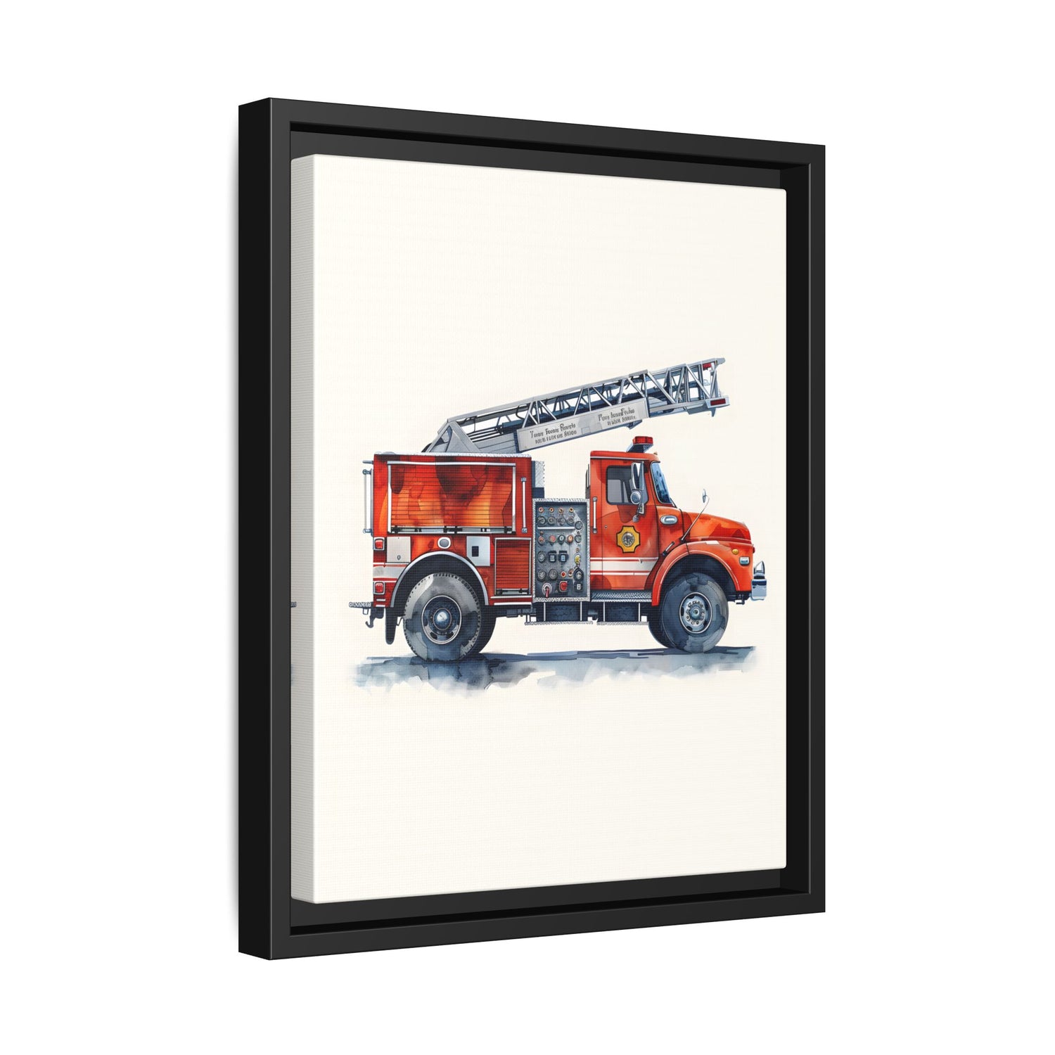 Framed Canvas - Ladder Firetruck Nursery