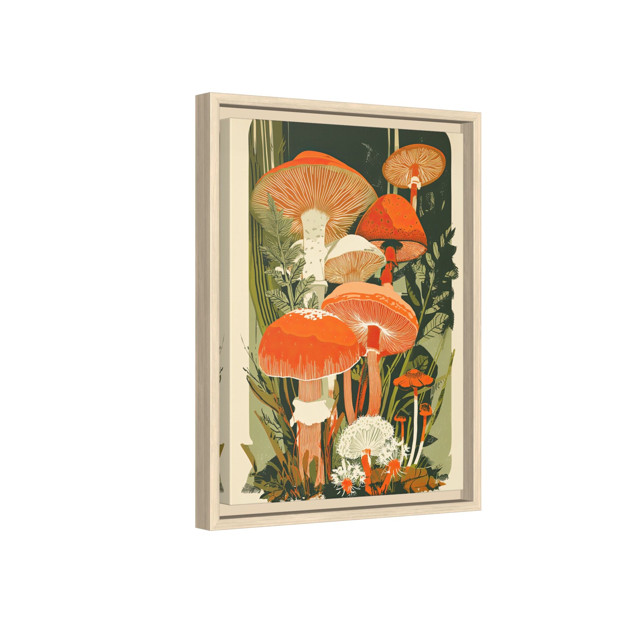Framed Canvas - Groovy Woodland Mushrooms