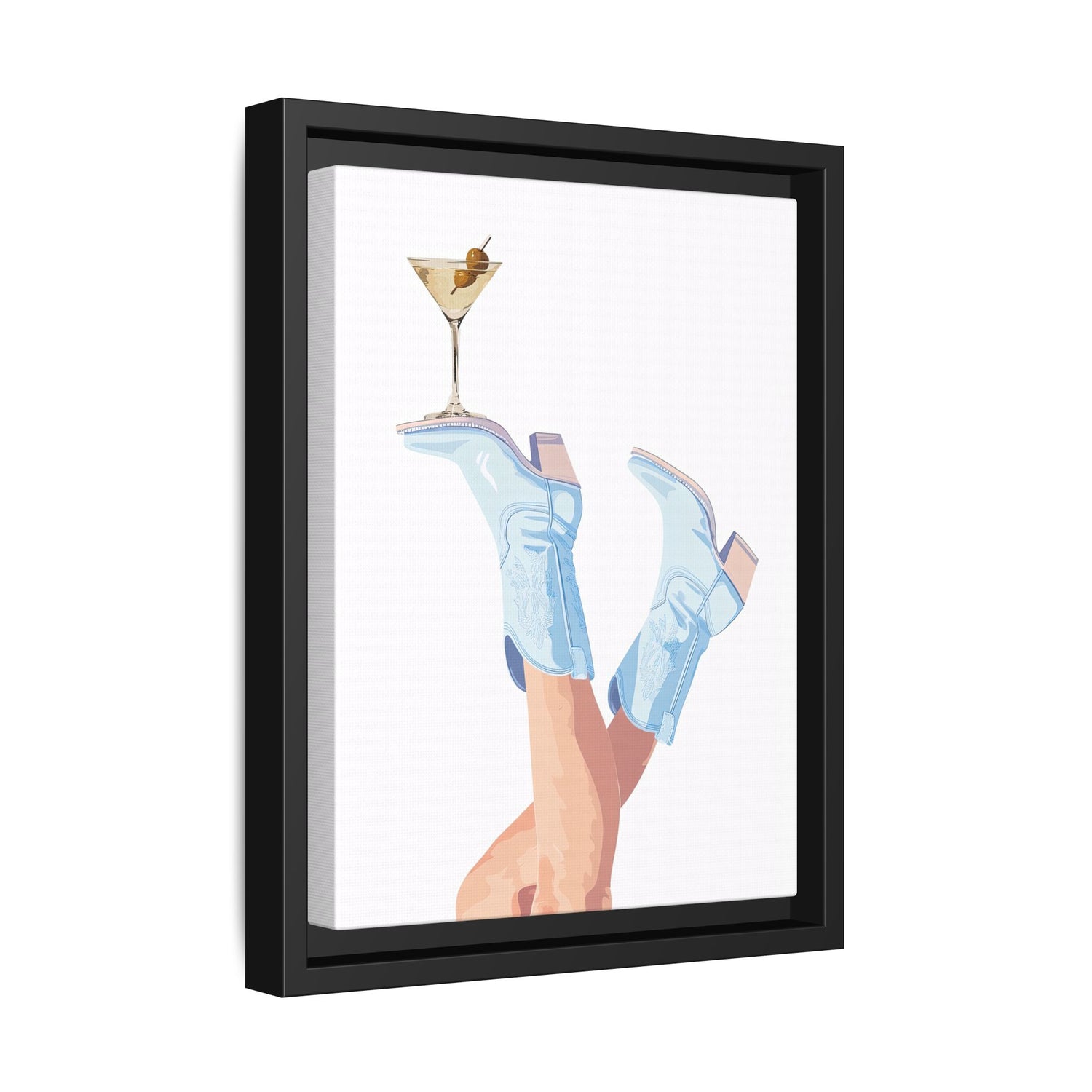 Framed Canvas - Boots Up, Cheers Babe