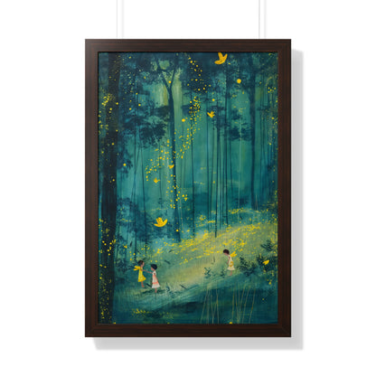 Framed Paper Print - Enchanted Firefly Forest