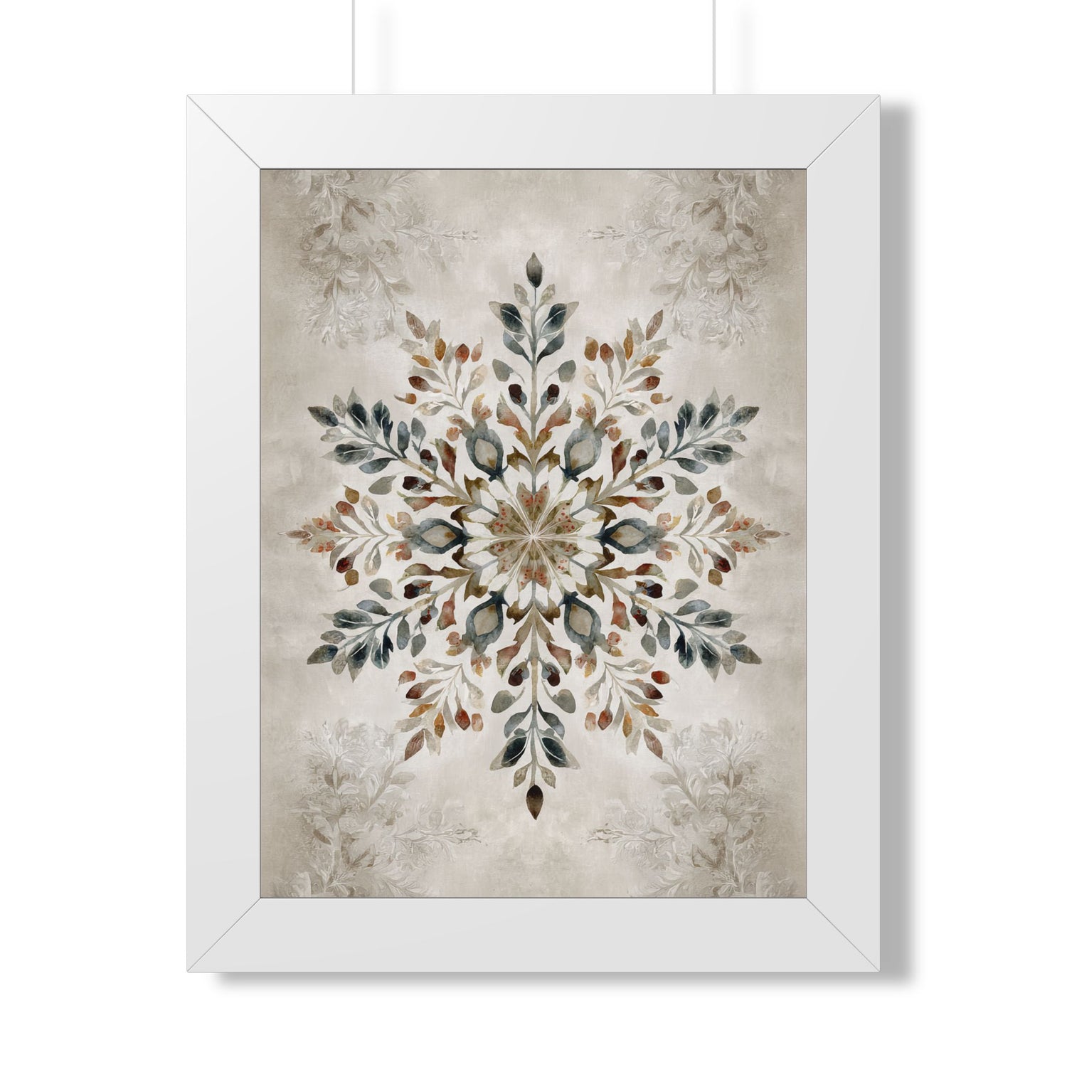 Framed Paper Print - Nordic Botanical Snowflake