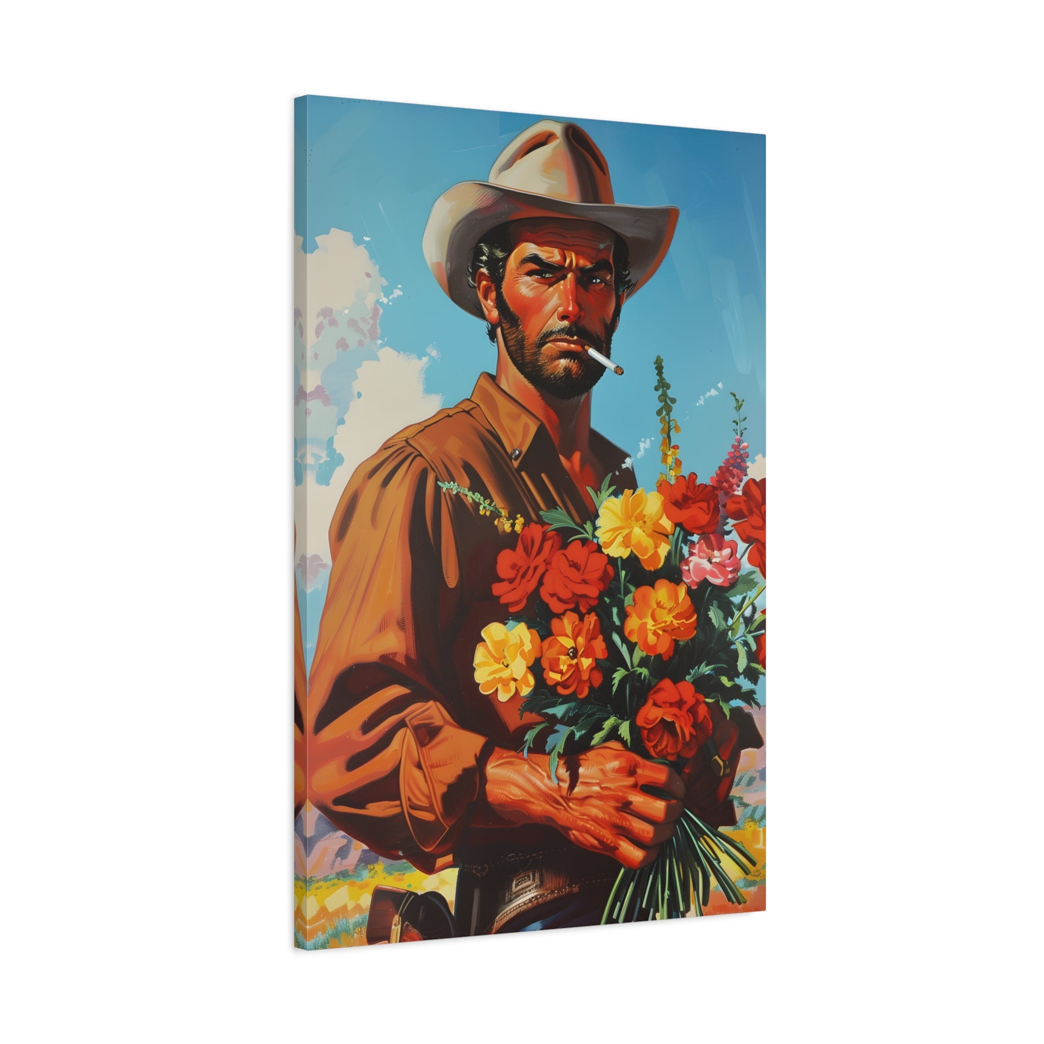 1.25" Matte Canvas - Rugged Blooms Cowboy