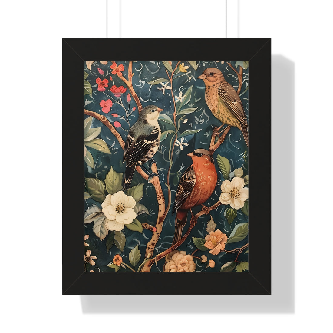 Framed Paper Print - Robin and Sparrow Symphony