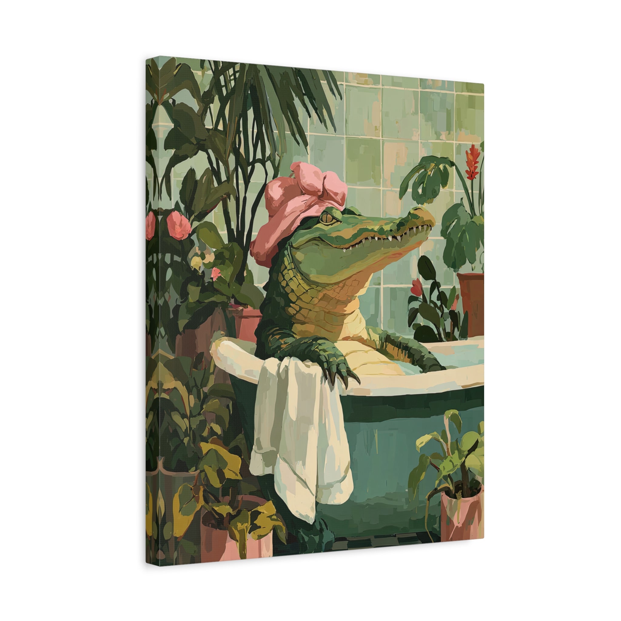 1.25" Matte Canvas - Bathtub Alligator Spa Day