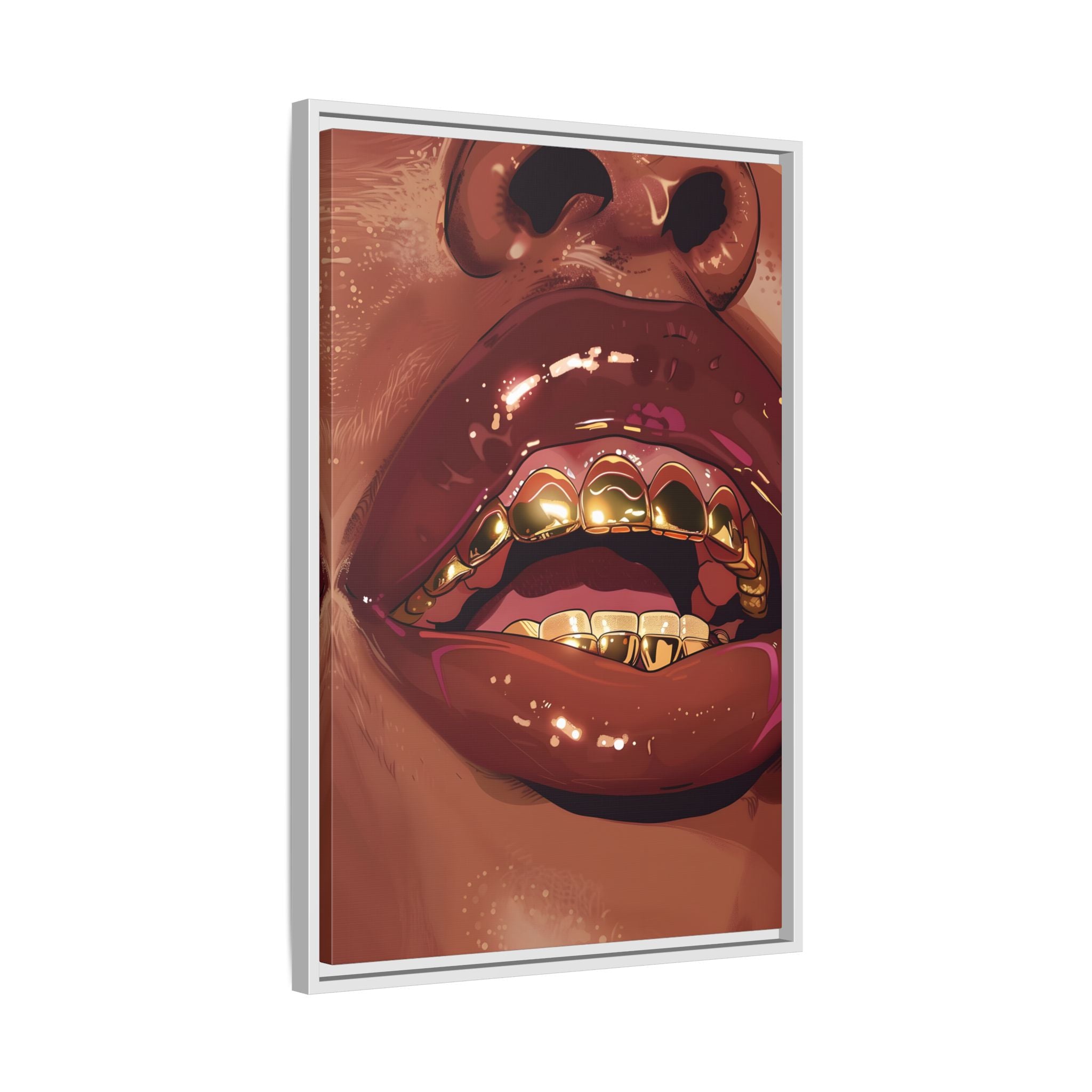 Framed Canvas - Gold Grills Glam Closeup