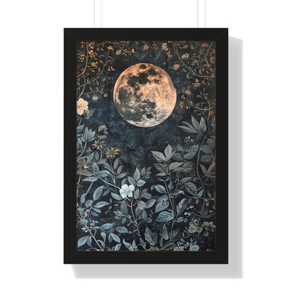 Framed Paper Print - Midnight Moonlit Garden