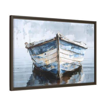 Framed Canvas - Weathered Harbor Boat