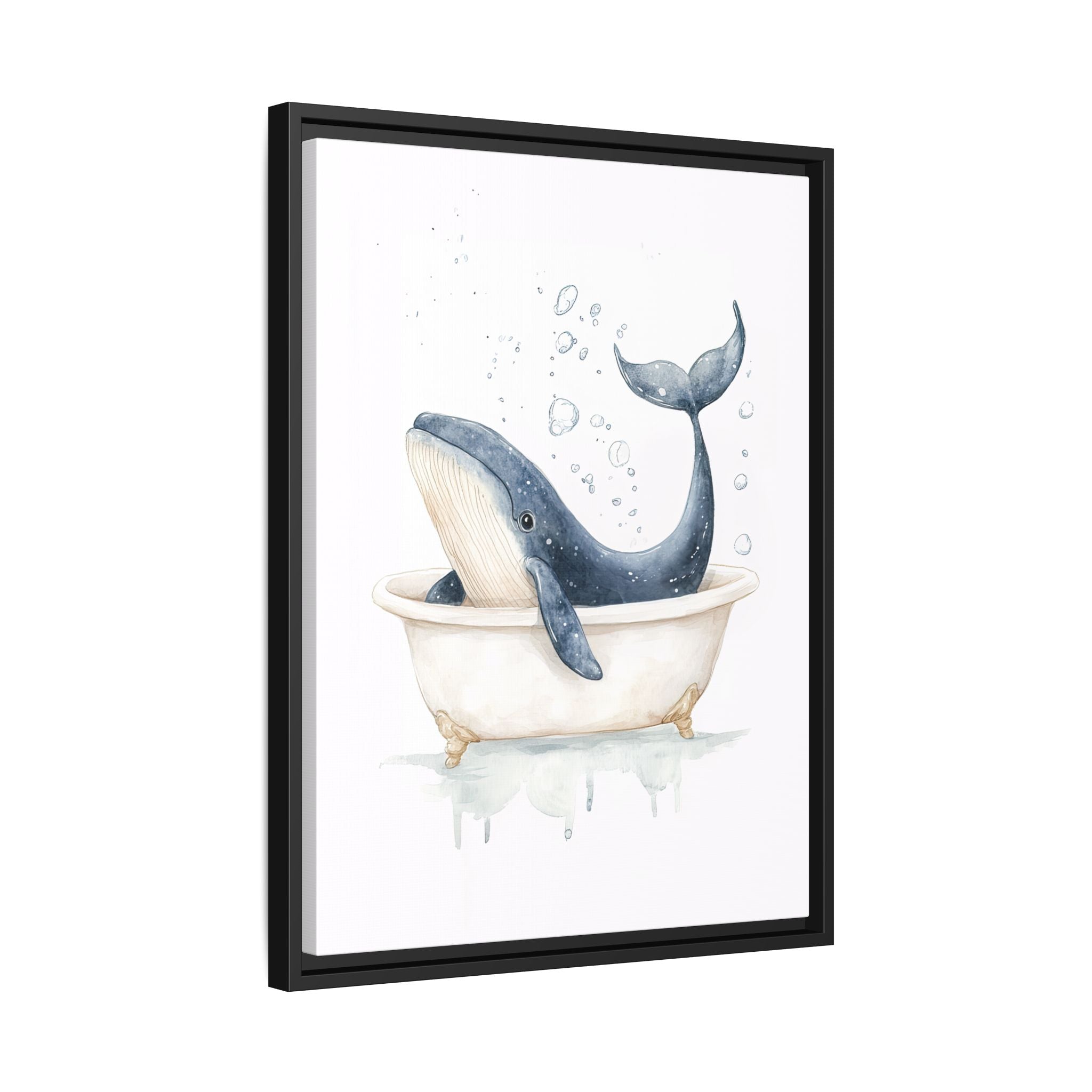 Framed Canvas - Whale Tub Bubble Splash