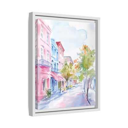 Framed Canvas - Pastel Charleston Street Scene