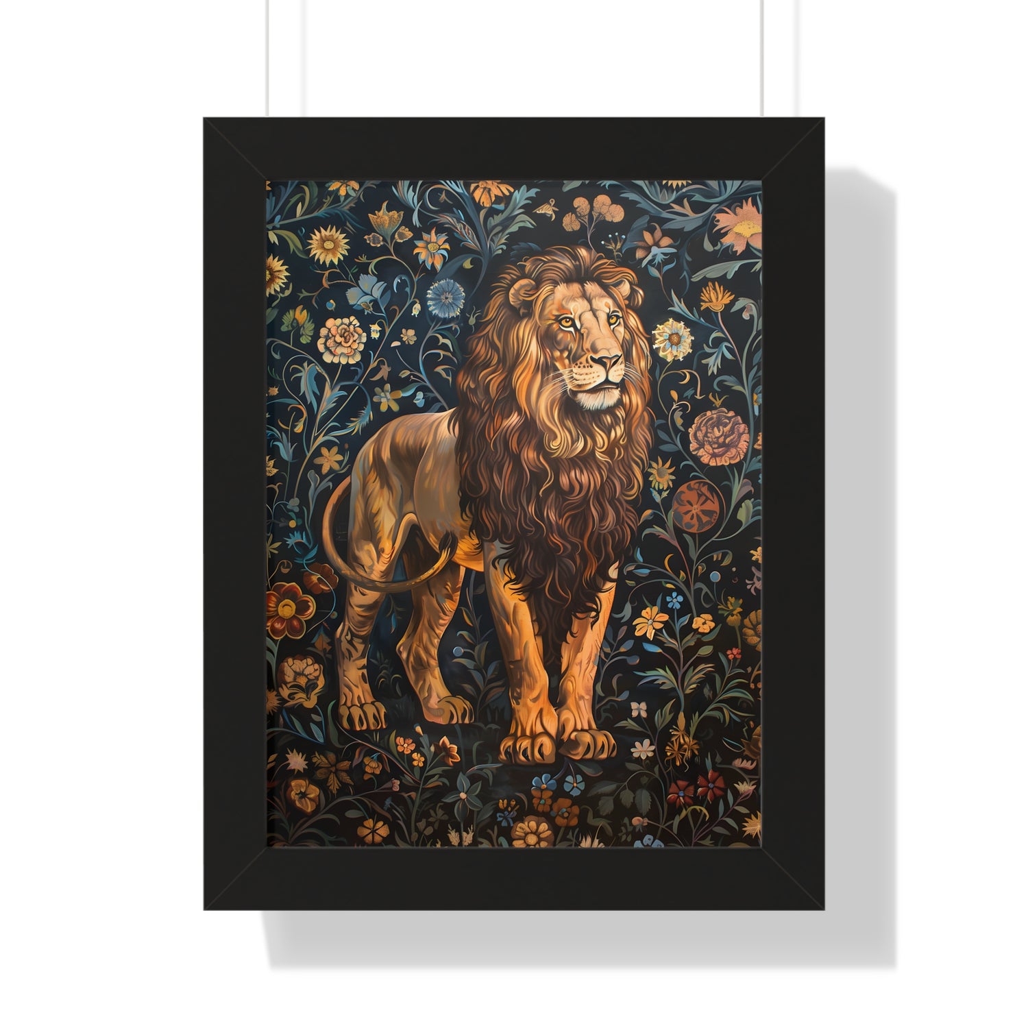 Framed Paper Print - Majestic Floral Lion