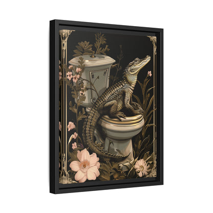 Framed Canvas - Toilet Gator Floral Surprise