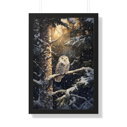 Framed Paper Print - Silent Gaze Snow Owl